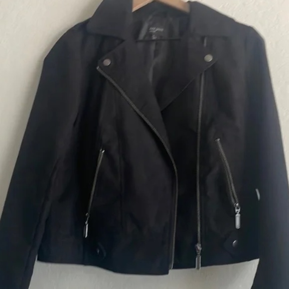 Womens Free Press Faux Suede Moto Jacket in black sz xs NWOT - Picture 3 of 5